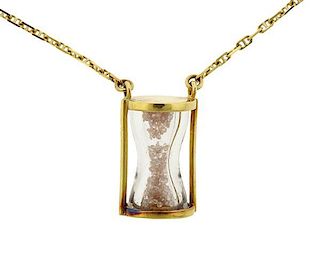 Sidney Mobell 18k Gold Diamond Hourglass Pendant Necklace