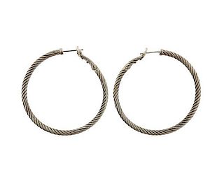 David Yurman Cable Sterling Large Hoop Earrings
