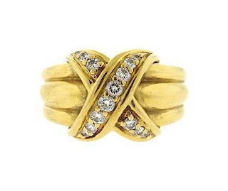 Tiffany & Co 18k Gold Diamond X Crossover Ring