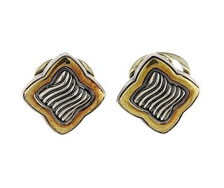 David Yurman Quatrefoil 14K Gold Sterling Earrings