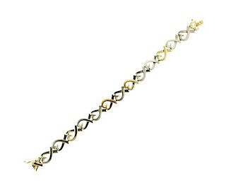 Tiffany & Co Paloma Picasso 18K Gold Silver Open Heart Bracelet