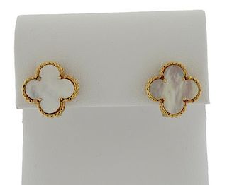 Van Cleef & Arpels VCA  Alhambra 18K Gold MOP Earrings