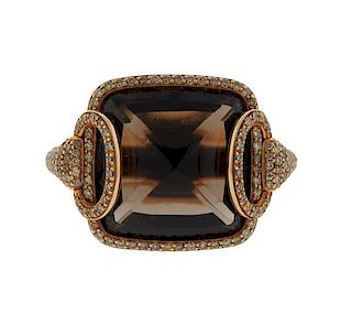 18k Rose Gold Diamond Gemstone Horsebit Ring
