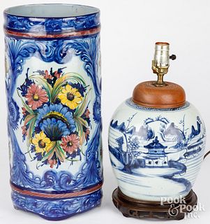 Chinese porcelain ginger jar table lamp, etc.