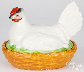 Large porcelain hen on nest