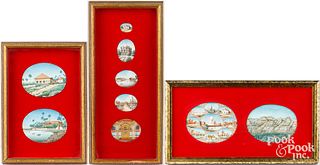 Three groups of framed Indian landscapes
