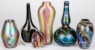 Six pieces of contemporary art glass