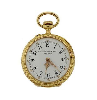 Antique Patek Philippe 18k  Gold Enamel Diamond Pocket Watch