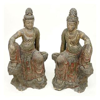 Chinese Carved Wood Buddha Figures