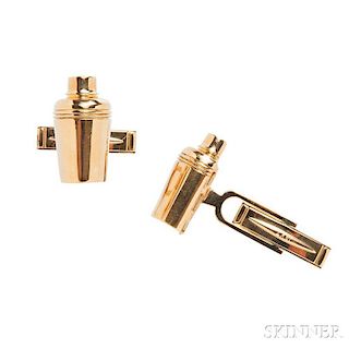 18kt Gold Cocktail Shaker Cuff Links