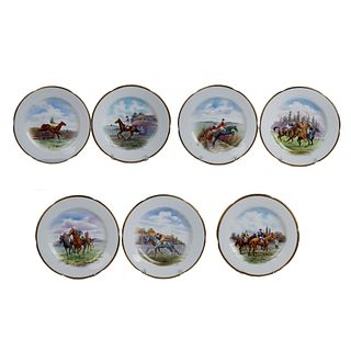 7pc W.H. Plummer & Co/New Chelsea Salad Plates, Horse Racing