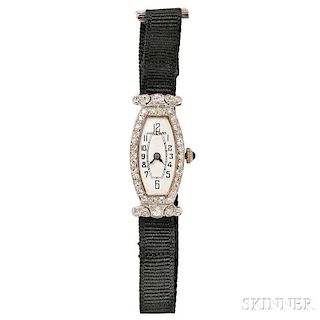 Art Deco Platinum and Diamond Wristwatch, Hardy & Hayes