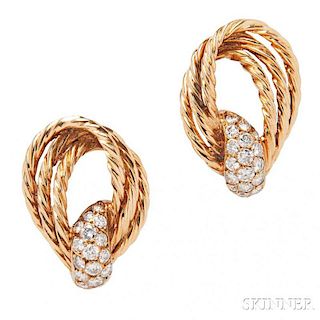 18kt Gold and Diamond Earclips,