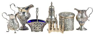 Seven Pieces English Silver Tableware