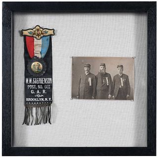 G.A.R. Ribbon with Period Photograph, in Shadowbox 