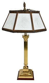 Gilt Bronze and Lithophane Panel Table Lamp