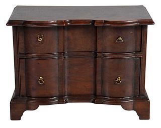 New England Chippendale Style Figured Walnut Block Front Miniature Chest