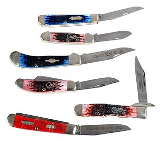 Group of Six Colorful Case Knives 