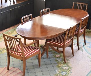 OVAL MAHOGANY DINING TABLE & CHAIRS