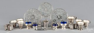 Group of sterling silver mounted tablewares.
