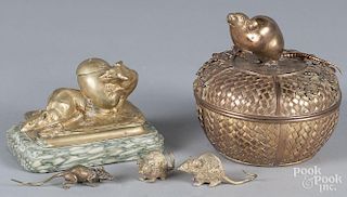 Group of mouse subject bronzes, tallest - 6'' h.