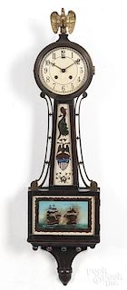 Federal style mahogany banjo clock, 31 1/2'' h.