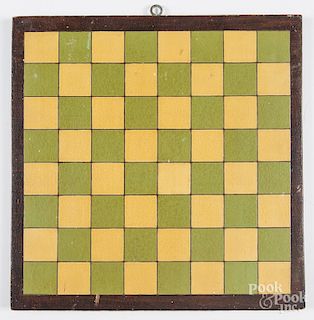 Painted gameboard, early/mid 20th c., 17 3/4'' x 17 3/4''.