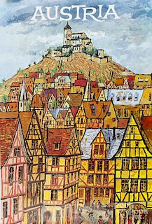 Group of vintage travel posters, most 1950's, to include Austria by Thollander, Great Britain, seven