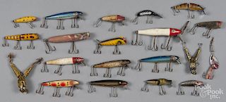 Twenty miscellaneous wood and plastic fishing lures
