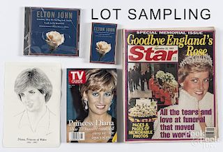 Group of Princess Diana related collectables, to include two TV guides, various newspapers, Elton Jo