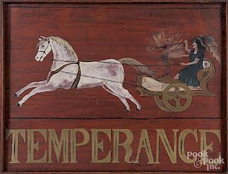 Modern painted Temperance trade sign, 18 1/2'' x 24''.