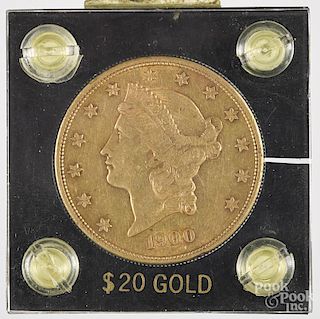 Twenty dollar Liberty Head gold coin, 1900 S.