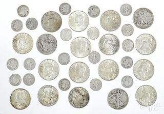 Silver Peace dollar, 1922, together with $10.90 face value in assorted 90% silver coins.