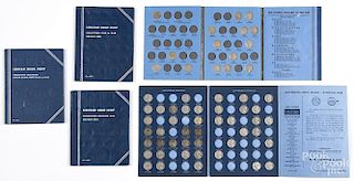 Five partial coin collector's folder sets, to include Indian Head cents with twenty-eight pieces, Bo