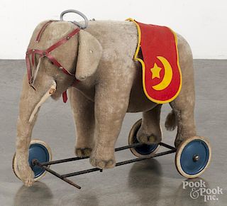 Steiff elephant plush ride-on toy, 21'' h.