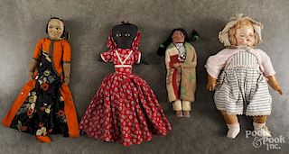Group of miscellaneous dolls, to include a Skookum Native American Indian, 13 1/2'' h., a Norah Welli