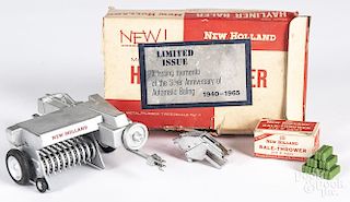 Advance Products Company die cast New Holland baler with original box, Limited Issue 1940-1965,