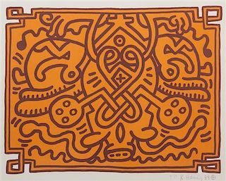 Keith Haring, (American, 1958-1990), Chocolate Buddha V (Orange), 1989