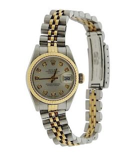 Rolex Datejust Chronometer 18k Gold Steel Diamond Watch 79163