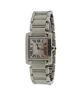 Cartier Tank Francaise Pink Mother of Pearl Watch