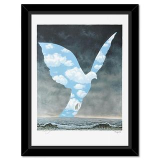 Rene Magritte 1898-1967 (After), "La Grande Famille" Framed Limited Edition Lithograph, Estate Signed and Numbered 165/300 with Certificate of Authent