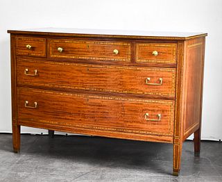 SHERATON STYLE MAHOGANY CHEST OF DRAWERS WITH MIRROR