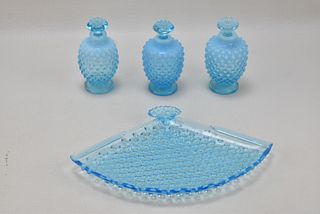 FENTON BLUE OPALESCENT HOBNAIL GLASS
