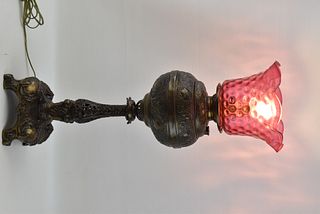 ANTIQUE ORNATE VICTORIAN BRASS VICTOR OIL LAMP