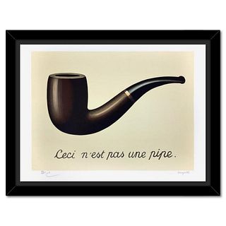 Rene Magritte 1898-1967 (After), "La Trahison des Images" Framed Limited Edition Lithograph, Estate Signed and Numbered 88/275 with Certificate of Aut
