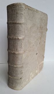 1693 OLD TESTAMENT IN LATIN TESTAMENT PIGSKIN FOLIO BAMBERG BIBLIA, OLD & NEW