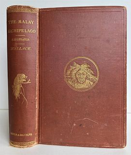 FIRST US EDITION OF 1869 MALAY ARCHIPELAGO BY A.WALLACE, ANTIQUE ILLUSTRATED WITH MAPS