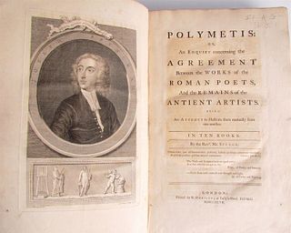 ENGLISH TRANSLATION OF POLUMETIS' 1747 ILLUSTRATED ROMAN POETRY BY ANCIENT ARTISTS, ANTIQUE FOLIO