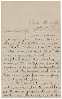 [Spanish-American War] Autographed Letter Signed by a War Recruit