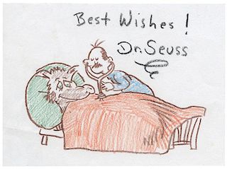 Geisel, Theodore [a/k/a Dr. Seuss]. Signed Drawing.
